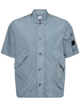 C.P. Company: Chrome-R short sleeve overshirt - Stormy Weather - men_0 | Luisa Via Roma