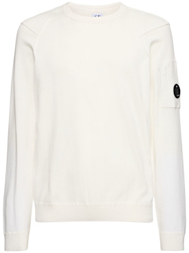 C.P. Company: Sea Island crewneck lens sweater - Gauze White - men_0 | Luisa Via Roma