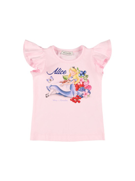 Monnalisa: T-shirt Alice in jersey con stampa - Rosa Chiaro - kids-girls_0 | Luisa Via Roma