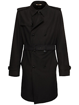 Boss: Hyde lyocell & cotton trench coat - Black - men_0 | Luisa Via Roma