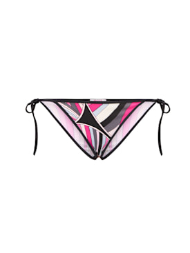 Pucci: Printed lycra triangle bikini bottoms - Green/Lilac - women_0 | Luisa Via Roma