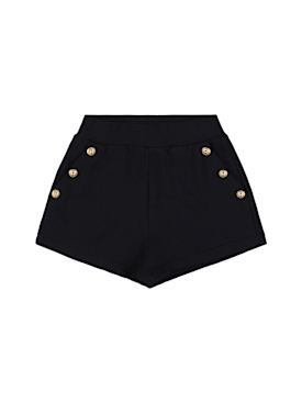 Balmain: Shorts in felpa di cotone - Nero - kids-girls_0 | Luisa Via Roma