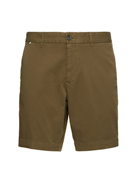 Boss: H-Slice stretch cotton shorts - Dark Green - men_0 | Luisa Via Roma