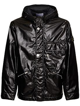 Stone Island: Mussola gommata short parka - Black - men_0 | Luisa Via Roma