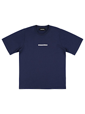 Dsquared2: Bedrucktes T-Shirt aus Baumwolljersey - Dunkelblau - kids-boys_0 | Luisa Via Roma