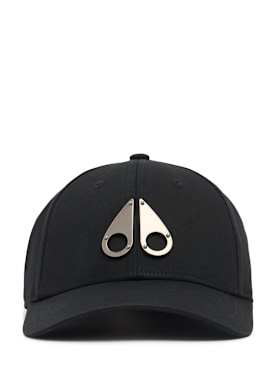 Moose Knuckles: Logo cotton baseball cap - Black - men_0 | Luisa Via Roma