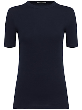 Annagreta: Daisy stretch cotton jersey t-shirt - Blue - women_0 | Luisa Via Roma