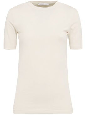 Annagreta: Daisy stretch cotton jersey t-shirt - Beige - women_0 | Luisa Via Roma