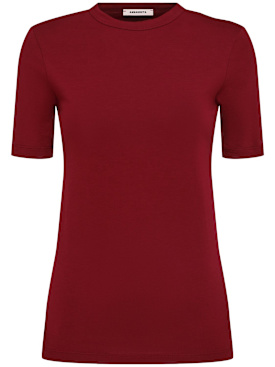 Annagreta: Daisy stretch cotton jersey t-shirt - Red - women_0 | Luisa Via Roma