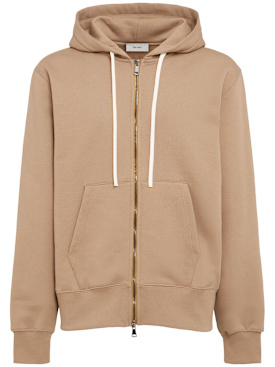 The Core: Full-zip cotton sweatshirt hoodie - Camel - men_0 | Luisa Via Roma