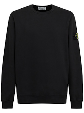 Stone Island: Sweatshirt aus Baumwolle - Schwarz - men_0 | Luisa Via Roma