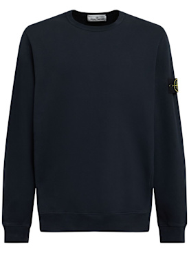 Stone Island: Sweatshirt aus Baumwolle - Dunkelblau - men_0 | Luisa Via Roma