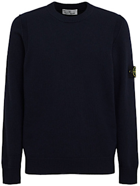 Stone Island: Pullover aus Wollmischung - Dunkelblau - men_0 | Luisa Via Roma