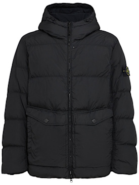 Stone Island: Kurze Daunenjacke aus Nylon - Schwarz - men_0 | Luisa Via Roma