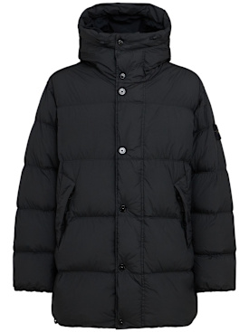 Stone Island: Kurze Daunenjacke aus Nylon - Schwarz - men_0 | Luisa Via Roma