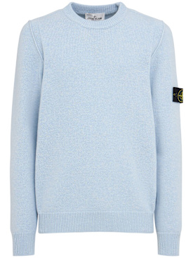 Stone Island: Pullover aus Wollmischung - Himmelblau - men_0 | Luisa Via Roma