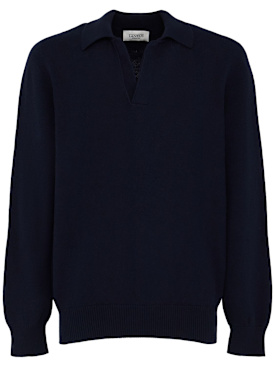 Laneus: Knitted polo shirt - Blu/Blue - men_0 | Luisa Via Roma