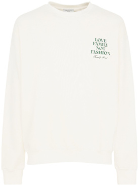 Family First: Logo cotton crewneck sweatshirt - White - men_0 | Luisa Via Roma