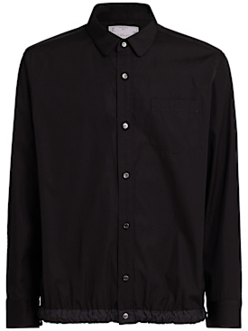 Sacai: Cotton poplin shirt - Black - men_0 | Luisa Via Roma