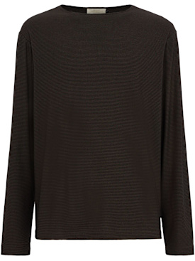Amomento: Long sleeve boat neck t-shirt - 深棕色 - men_0 | Luisa Via Roma