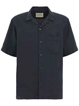 Closed: Short sleeve linen shirt - Magma Black - men_0 | Luisa Via Roma