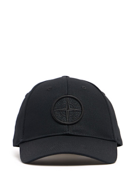Stone Island: Logo棉质棒球帽 - 黑色 - men_0 | Luisa Via Roma