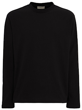 The Core: Long-sleeve cotton jersey t-shirt - 黑色 - men_0 | Luisa Via Roma
