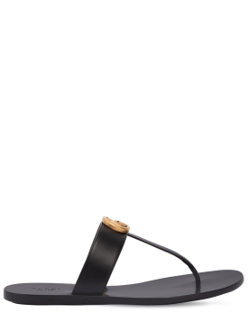 Gucci: 10mm Marmont leather thong sandals - Black - women_0 | Luisa Via Roma