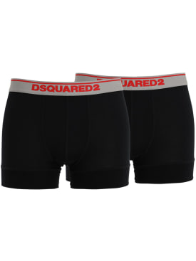 Dsquared2: Paquete de 2 calzones boxer de jersey modal - Negro - men_0 | Luisa Via Roma