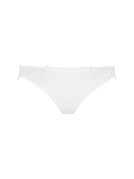 La Perla: Souplé lace & cotton thong - White - women_0 | Luisa Via Roma