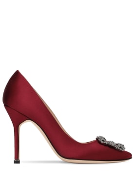 Manolo Blahnik: Zapatos de tacón de satén 105mm - Rojo Oscuro - women_0 | Luisa Via Roma