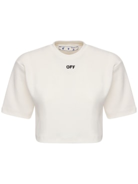 Off-White: Off cotton blend jersey t-shirt - White/Black - women_0 | Luisa Via Roma