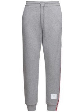 Thom Browne: 4-Bar cotton sweatpants - Grey - men_0 | Luisa Via Roma
