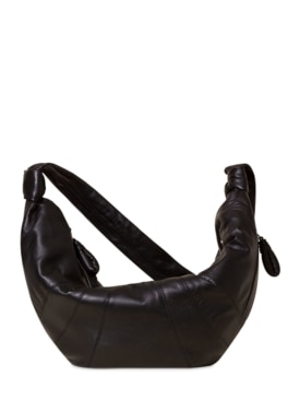 Lemaire: Grand sac porté épaule en cuir nappa Croissant - Noir - women_0 | Luisa Via Roma