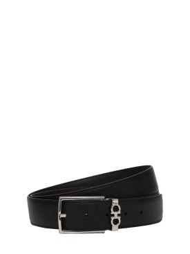 Ferragamo: 3.5cm Reversible leather belt - Black/Brown - men_0 | Luisa Via Roma