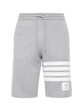 Thom Browne: 4-Bar cotton jersey shorts - Light Grey - men_0 | Luisa Via Roma