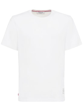 Thom Browne: Camiseta de algodón jersey estampada - Blanco - men_0 | Luisa Via Roma