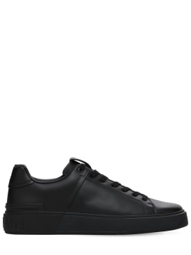 Balmain: B Court leather low top sneakers - Black - men_0 | Luisa Via Roma