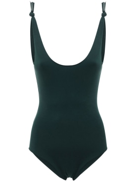 Isole & Vulcani: Seamless jersey one piece swimsuit - Dark Green - women_0 | Luisa Via Roma