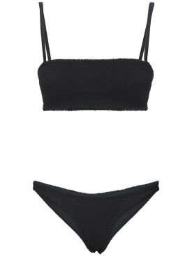 Hunza G: Gigi seersucker bikini set - Black - women_0 | Luisa Via Roma