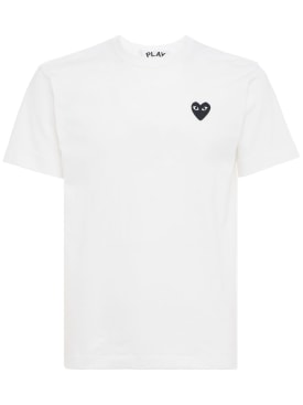 Comme des Garçons Play: Black heart patch cotton t-shirt - White - men_0 | Luisa Via Roma