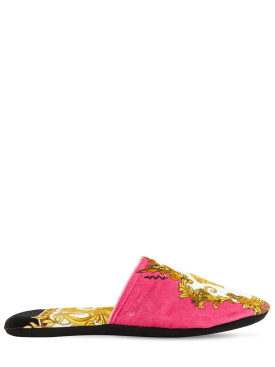 Versace: Cotton slippers - Fuchsia/Gold - men_0 | Luisa Via Roma