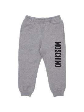 Moschino: Logo print cotton sweatpants - Grey - kids-boys_0 | Luisa Via Roma