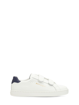 Palm Angels: Logo leather strap sneakers - White/Navy - kids-girls_0 | Luisa Via Roma