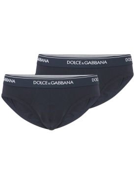 Dolce&Gabbana: 2ER-PACK SLIPS AUS STRETCH-JERSEY - Dunkelblau - men_0 | Luisa Via Roma