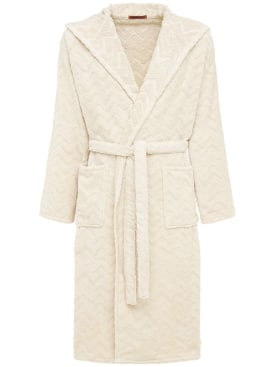 Missoni Home: Rex hooded cotton bathrobe - Beige - women_0 | Luisa Via Roma