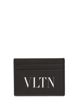 Valentino Garavani: VLTN leather card holder - Black - men_0 | Luisa Via Roma