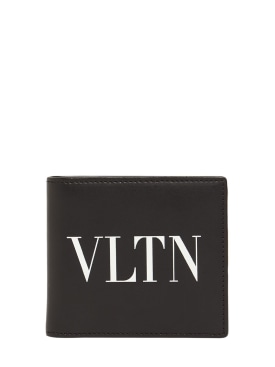 Valentino Garavani: VLTN leather billfold wallet - Black - men_0 | Luisa Via Roma