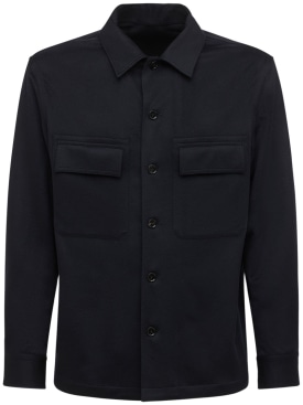 Zegna: Pure cashmere overshirt - Black - men_0 | Luisa Via Roma