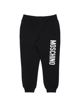 Moschino: Logo print cotton sweatpants - Black - kids-boys_0 | Luisa Via Roma